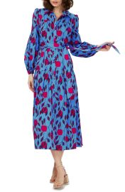 Diane von Furstenberg Lux Leaf Print Long Sleeve Midi Shirtdress at Nordstrom