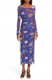 Diane von Furstenberg Mesh Overlay Floral Midi Dress at Nordstrom