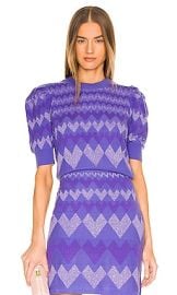 Diane von Furstenberg Perri Sweater in Heart Trail Deep Periwinkle at Revolve