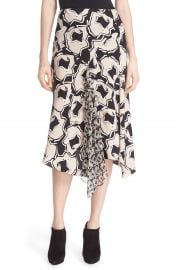 Diane von Furstenberg Posey Ruffle Detail Print Drop Yoke Skirt at Nordstrom