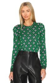 Diane von Furstenberg Roberta Sweater in Dot Snake Fall Green at Revolve