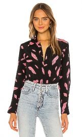 Diane von Furstenberg Samson Blouse in Falling Lips Black from Revolve com at Revolve