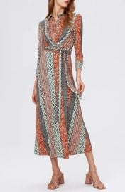 Diane von Furstenberg Sana Two Mixed Print Midi Wrap Dress at Nordstrom