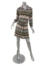 Diane von Furstenberg Shirtdress Bariloche OliveMulti Chevron Print Silk Size 2 eBay at eBay