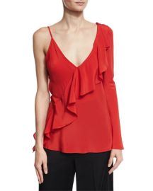 Diane von Furstenberg Silk Asymmetric Ruffle Blouse at Neiman Marcus