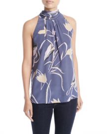 Diane von Furstenberg Sleeveless High-Neck Floral-Print Blouse at Neiman Marcus