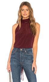 Diane von Furstenberg Sleeveless Highneck Blouse in Cabernet from Revolve com at Revolve