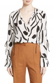 Diane von Furstenberg Slit Sleeve Silk Blouse at Nordstrom