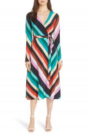 Diane von Furstenberg Stripe Silk Wrap Midi Dress at Nordstrom