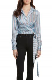 Diane von Furstenberg Stripe Wrap Top at Nordstrom