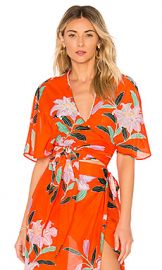 Diane von Furstenberg Tie Front Top in Argos Clementine from Revolve com at Revolve