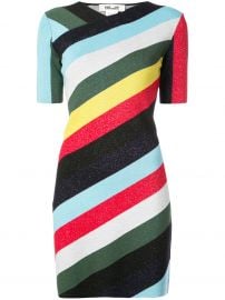 Diane von Furstenberg V-neck metallic striped dress at Farfetch