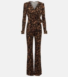 Diane von Furstenberg V neck tie waist jumpsuit at Mytheresa