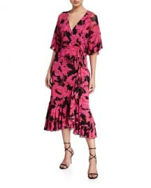 Diane von Furstenberg Zion Floral-Print Frill Wrap Dress at Neiman Marcus