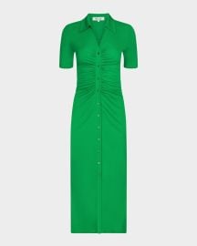 Diane von Furstenberg Zoey Ruched Bodycon Jersey Midi Shirtdress at Neiman Marcus