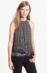 Diane von Furstenberg and39Parvatiand39 Lace Hem Print Cutaway Silk Top at Nordstrom