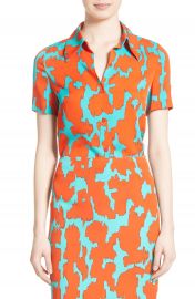 Diane von Furstenburg Print Stretch Silk Shirt at Nordstrom