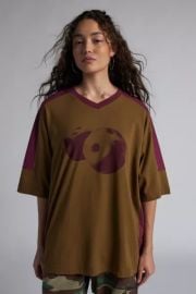 Dice Oversized V Neck Jersey Graphic Tee at Urban Outfitters