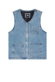 Dickies Zip Front Denim Vest in Light Denim FWRD at FWRD