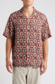 Didicot Painted Geo Pattern Lyocell Camp Shirt at Nordstrom