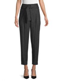 Diego Stripe Belted & Tapered Ankle Pants at Saks Off 5th