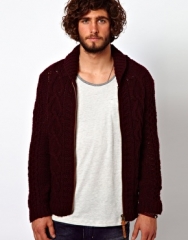 Diesel  Diesel Knit Cardigan K-Idra Cable Shawl Collar at Asos