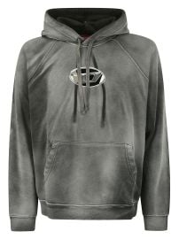 Diesel S Roxt Logo Plaque Drawstring Hoodie at Cettire