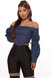 Digging You Denim Corset Top - Dark Wash at Fashion Nova