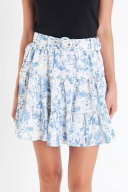 Digital Print Belted Tiered Mini Skirt English Factory at English Factory