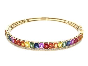 Dilamani Jewelry  Rainbow Sapphire Emerald Cut  Diamond Bangle at Dilamani