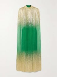 Dima Ayad Metallic Pliss tulle Gown and Cape Set at Net a Porter