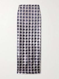 Dima Ayad Pliss satin Halterneck Top and Houndstooth Sequined Skirt at Net a Porter