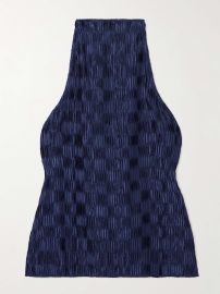 Dima Ayad Pliss satin Halterneck Top and Houndstooth Sequined Skirt at Net a Porter