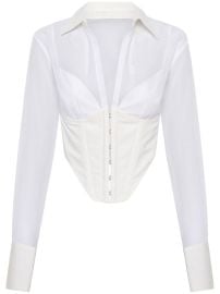 Dion Lee Grid Sheer Corset Shirt White at Farfetch