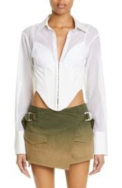 Dion Lee Mixed Media Crop Corset Shirt at Nordstrom