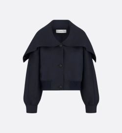 Dior Bomber Jacket with Oversized Collar in Navy Blue at Dior