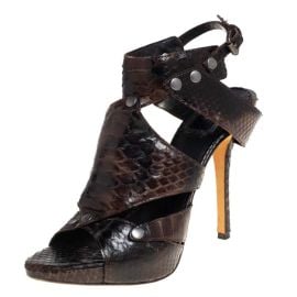 Dior Dark Brown Python Leather Extreme Cutout Gladiator Sandals at The Luxury Closet