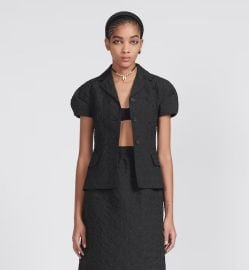 Dior Fitted Jacket with Puff Sleeves Black Cloqu Effect Technical Jacquard at Dior