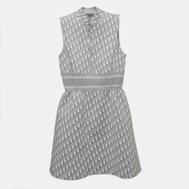 Dior Grey Monogram Knit Zipper Mini Dress S Dior TLC USA at The Luxury Closet