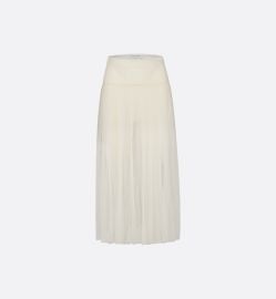 Dior Pleated Mid Length Skirt in Ecru at Dior