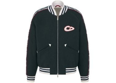 Dior x KAWS Varsity Jacket Blue Virgin Wool Jersey at StockX