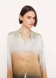 Dip-Dye Ombr Silk Long Sleeve Shirt in Products at Vince