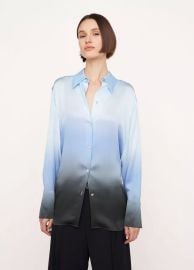 Dip-Dye Ombr Silk Long Sleeve Shirt in Products Women at Vince