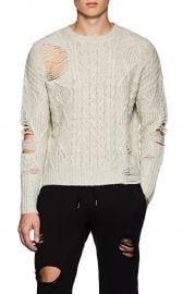 Distressed Cable-Knit Wool-Blend Sweater NSF at Barneys