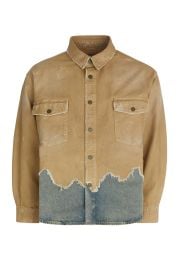Distressed Canvas Shirt Jacket at Guess