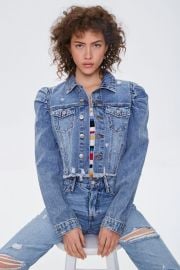 Distressed Cropped Denim Jacket  at Forever 21