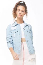 Distressed Denim Jacket by Forever 21 at Forever 21