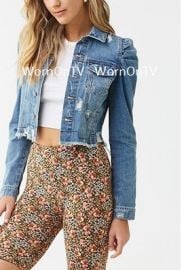 Distressed Denim Puff-Sleeve Jacket at Forever 21