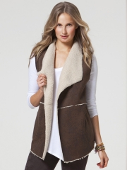 Distressed Faux Shearling Vest at C&C California