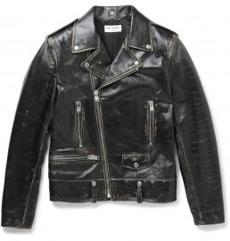 Distressed Leather Biker Jacket by Saint Laurent at Mr Porter